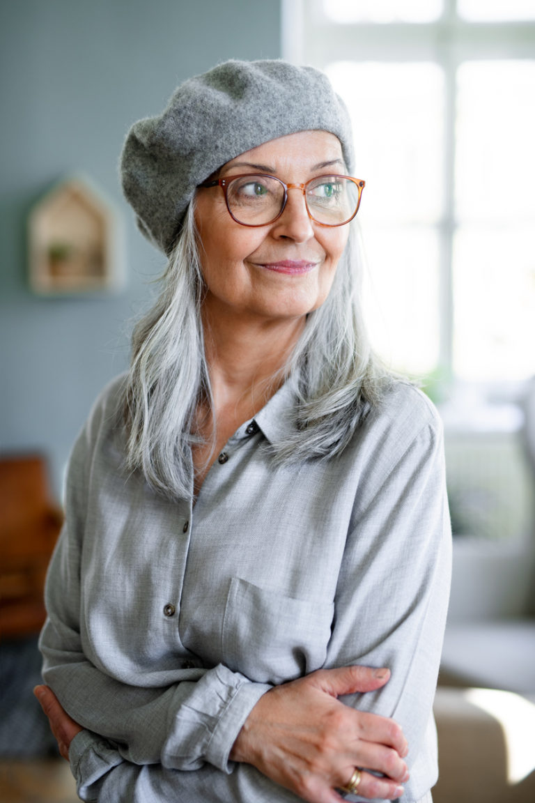 Lady with gray hair
